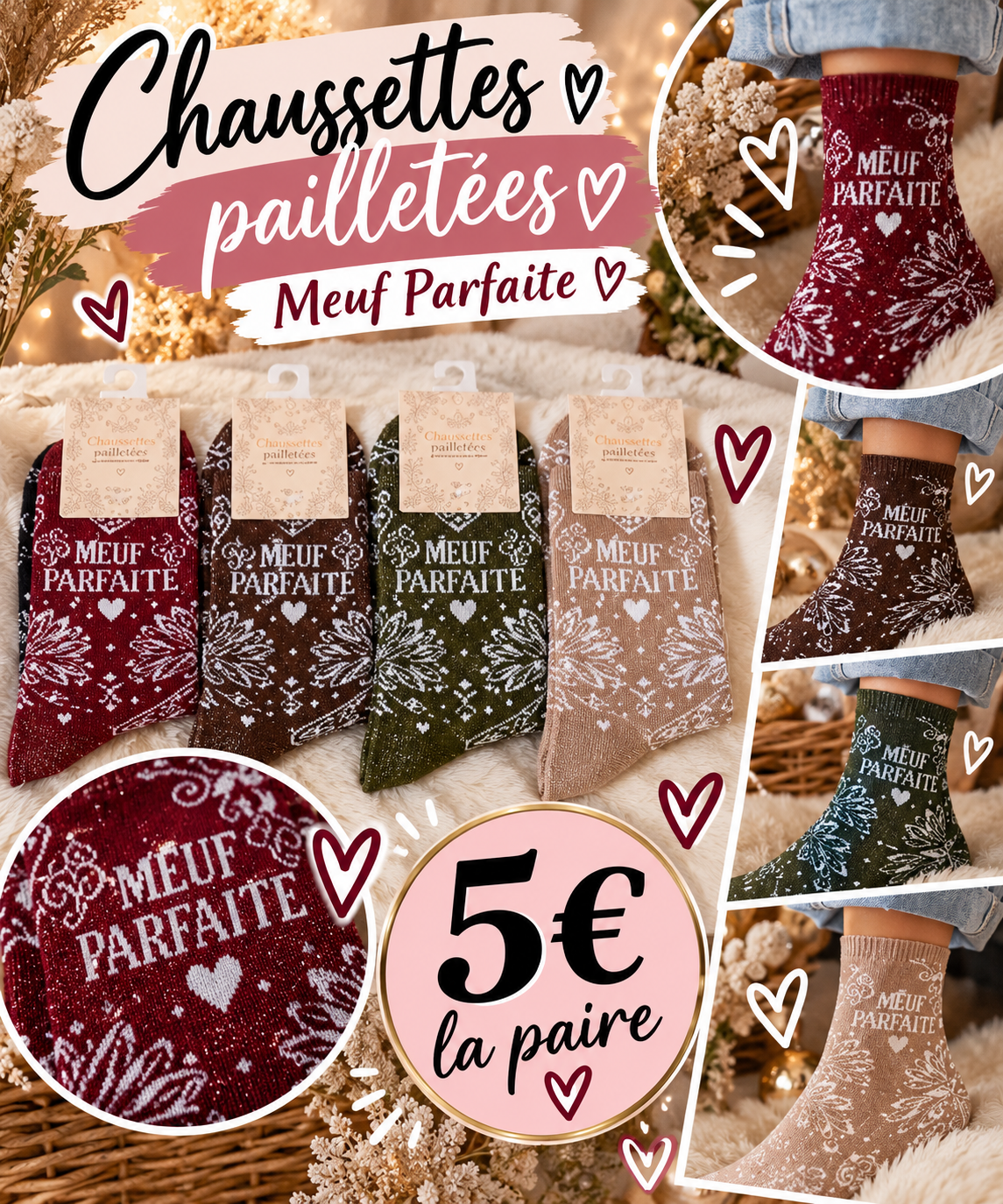 Chaussette pailletées meuf parfaite