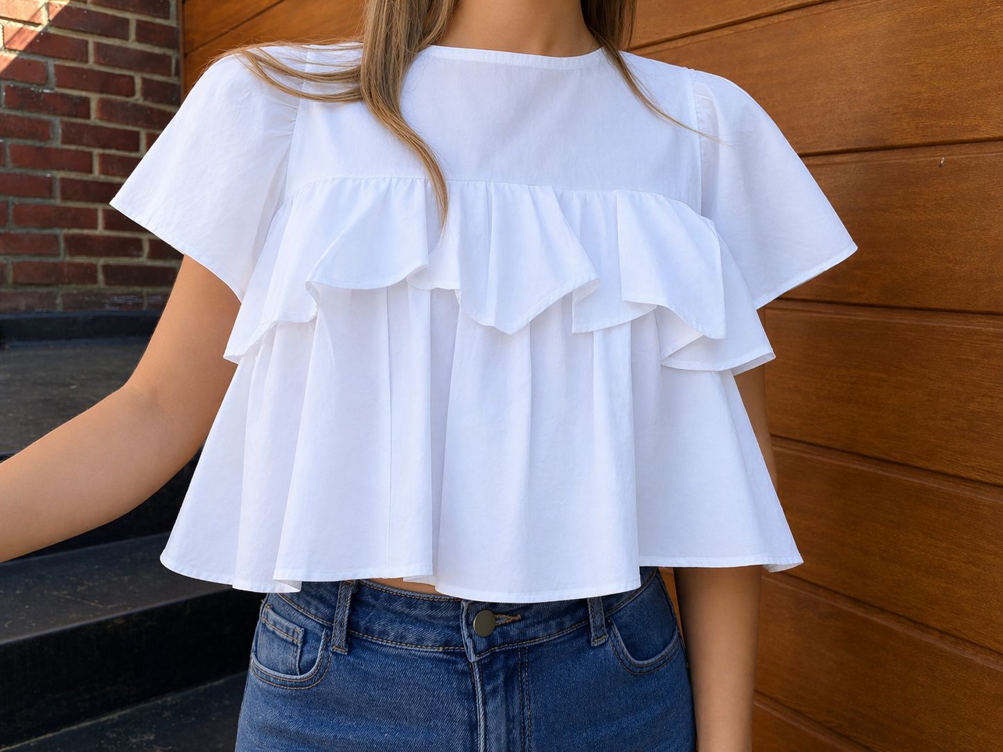 Croc top blanc plissé