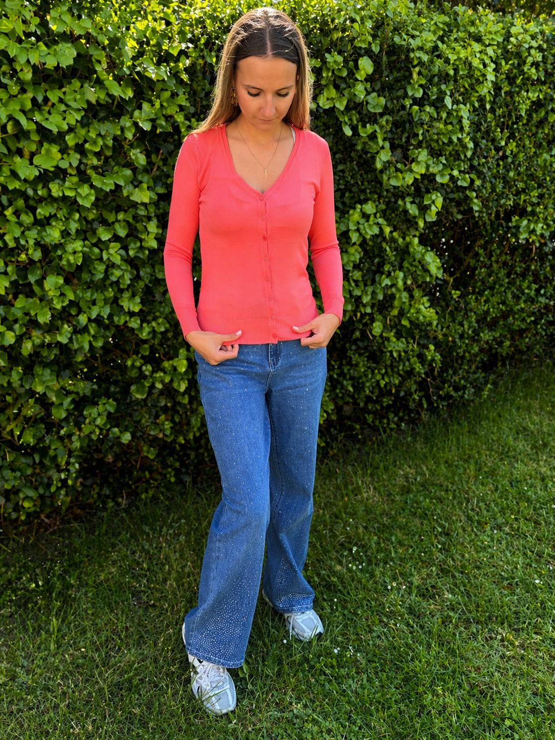 Gilet manches longue rose