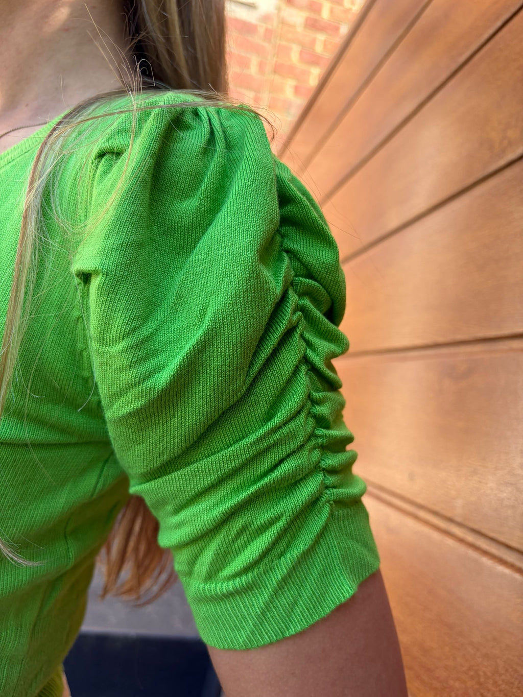 Mini gilet élégance vert - manche courtes et froncées
