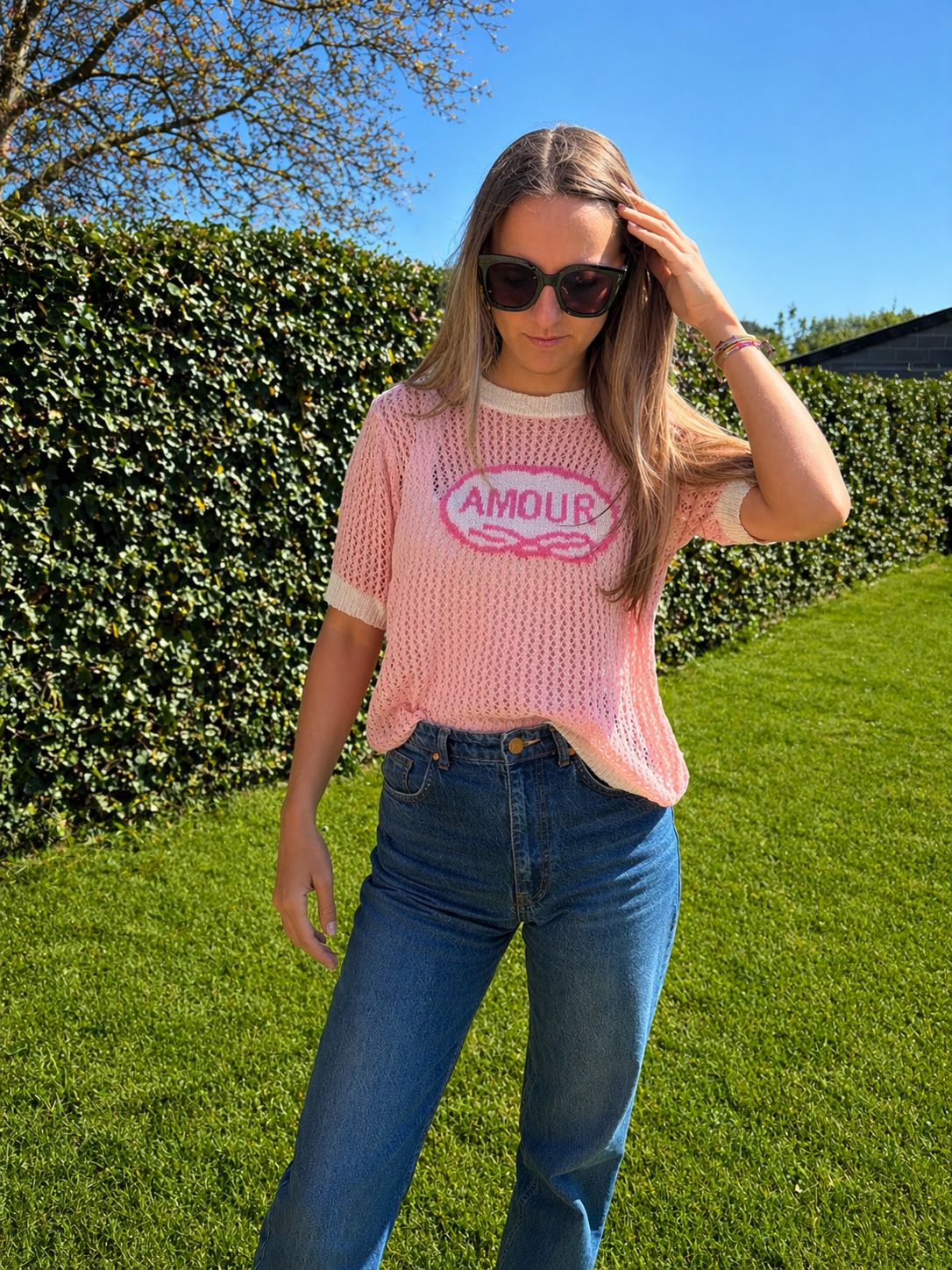 Top en maille filet Amour