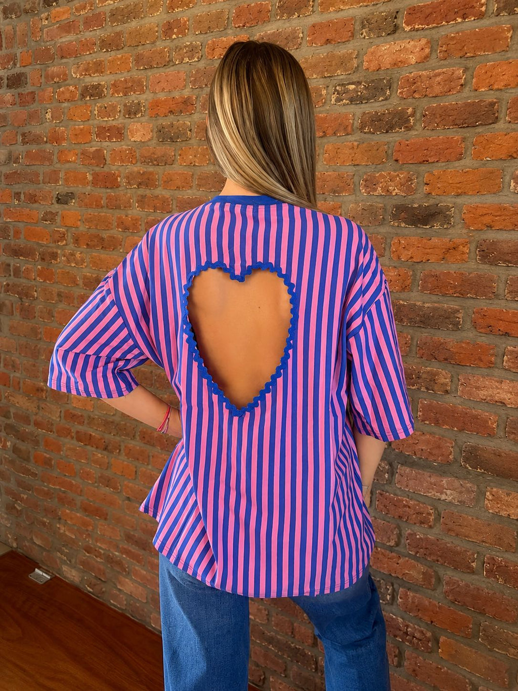 T-shirt Cœur rayure