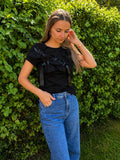 T-shirt manches courtes noir avec des nœuds