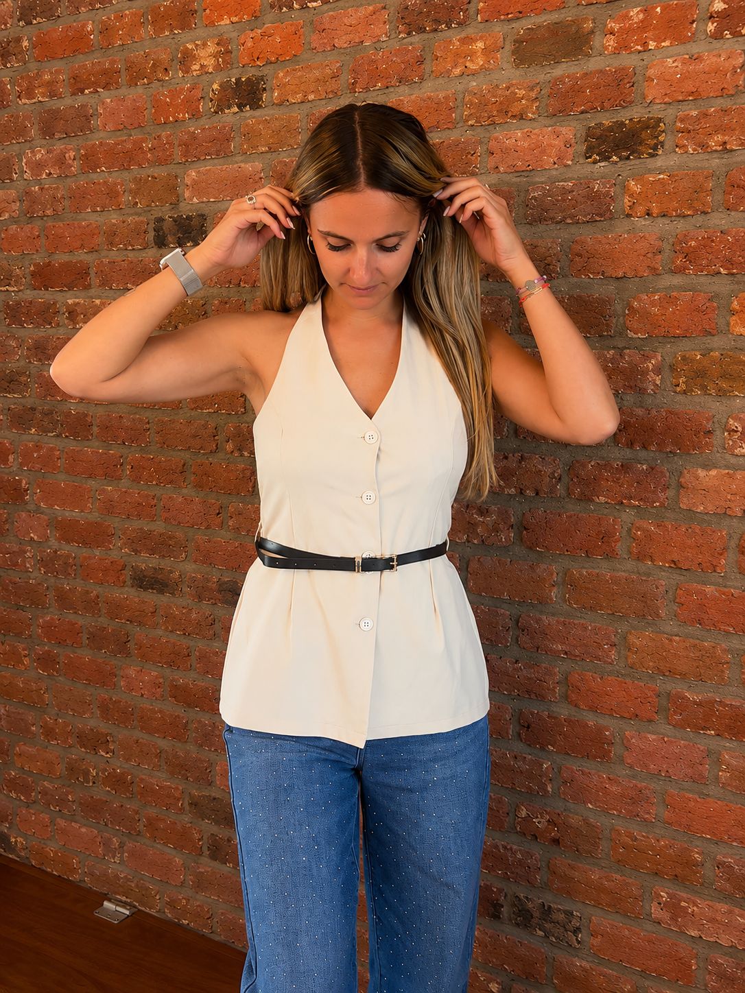 Top sans manches Beige