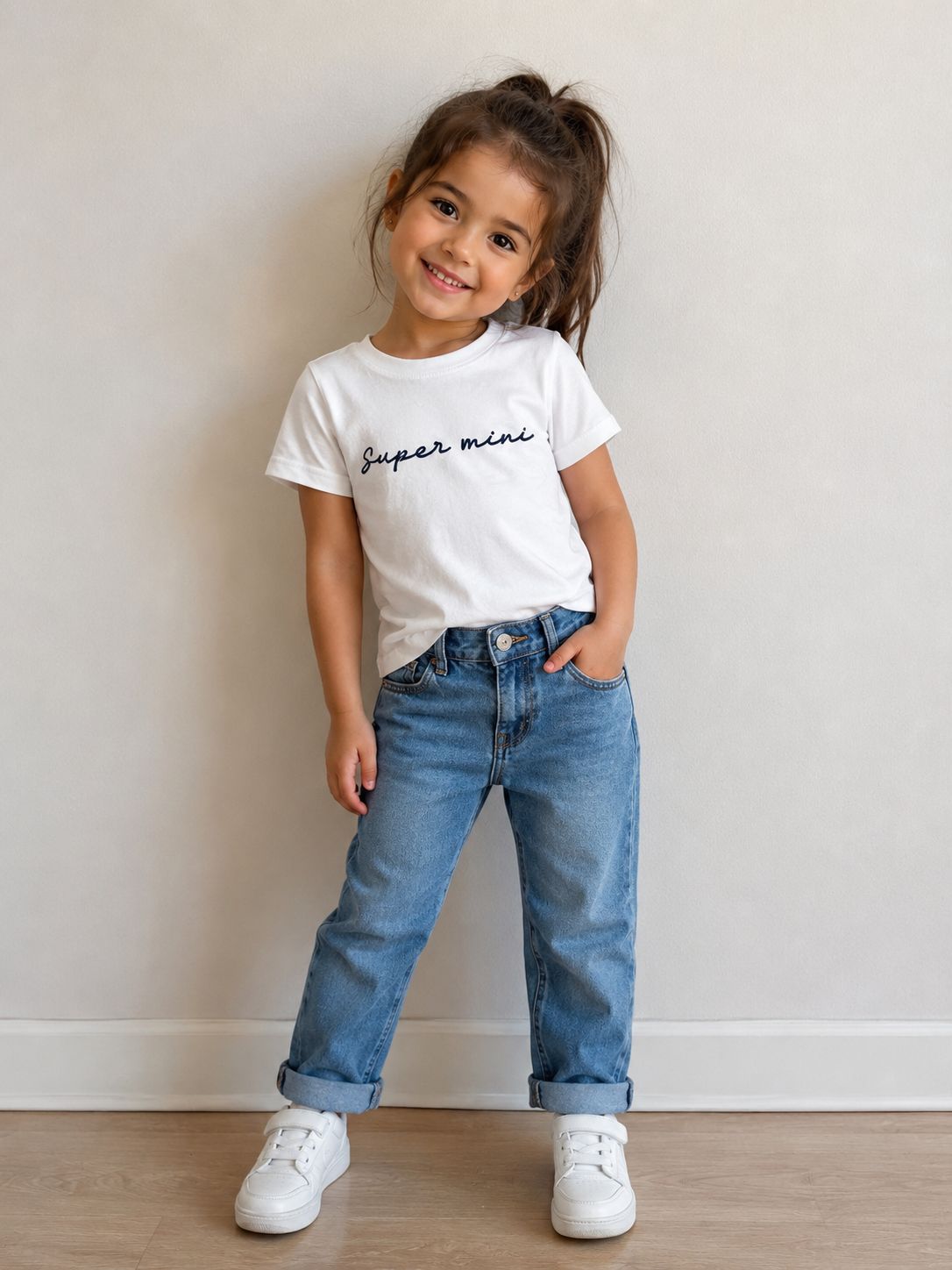 T-shirt fille broderie Super mini