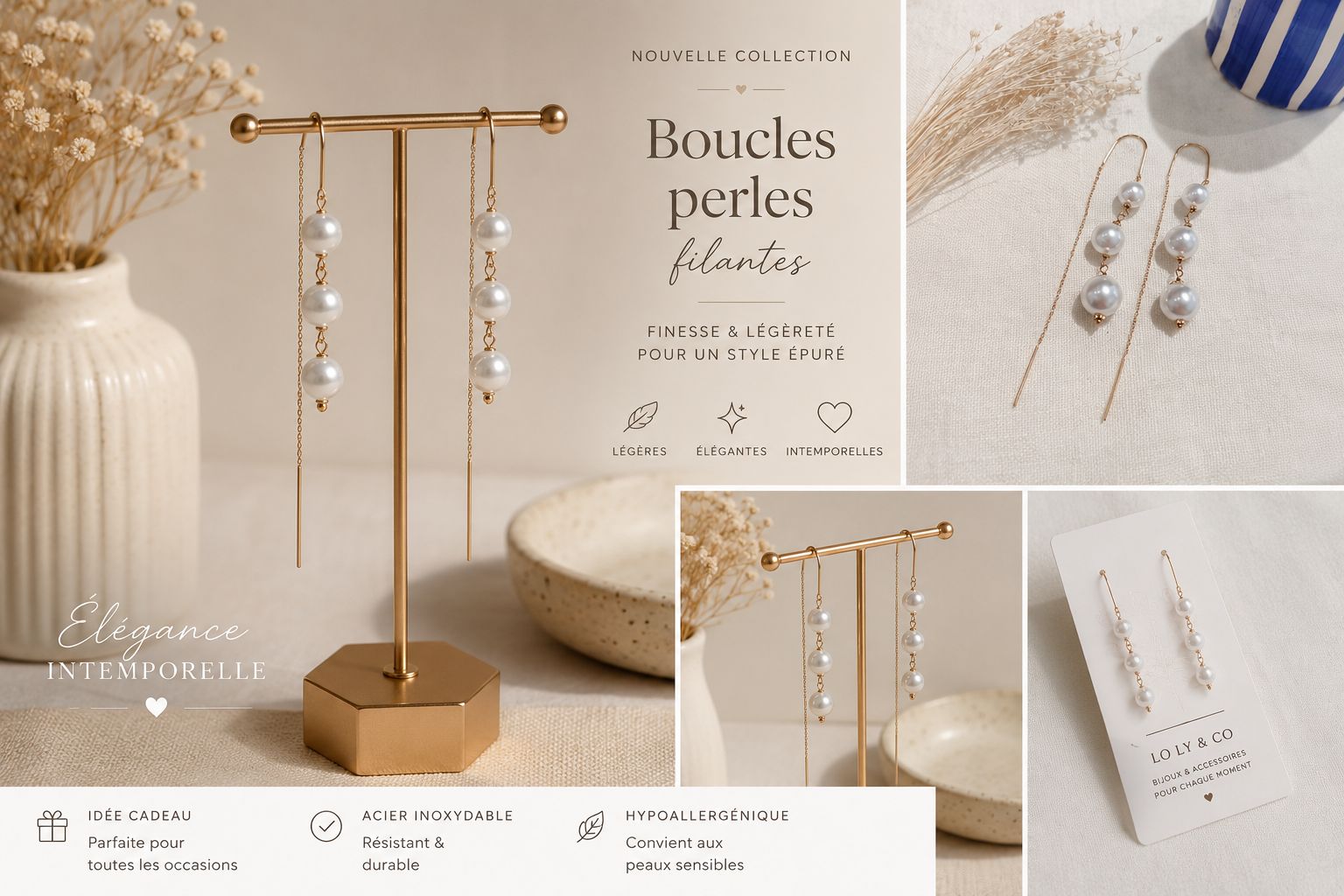 Boucle d'oreille perle